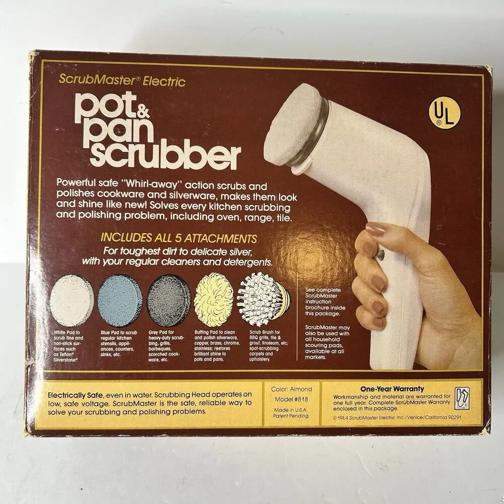 Scrub Master Electric Pot & Pan Scrubber Vintage 1984 USA Rare Tested